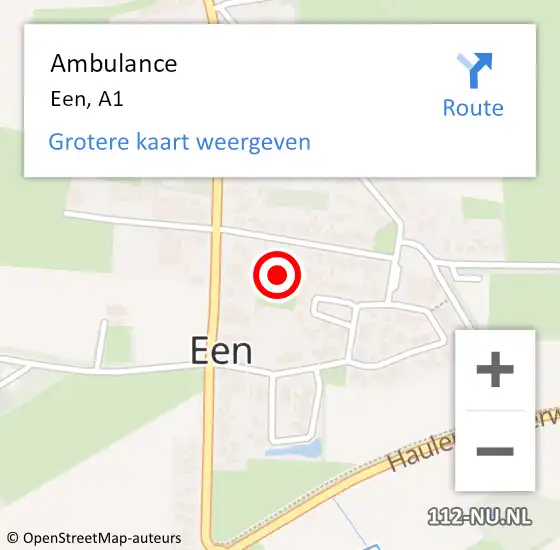 Locatie op kaart van de 112 melding: Ambulance Een, A1 op 10 november 2017 16:25