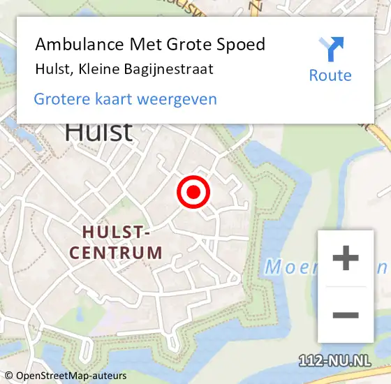 Locatie op kaart van de 112 melding: Ambulance Met Grote Spoed Naar Hulst, Kleine Bagijnestraat op 10 november 2017 16:27