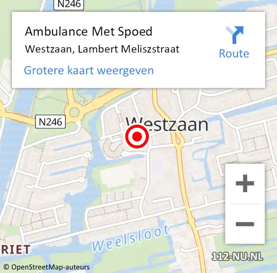 Locatie op kaart van de 112 melding: Ambulance Met Spoed Naar Westzaan, Lambert Meliszstraat op 10 november 2017 16:37