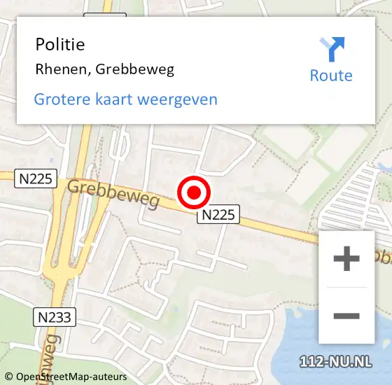 Locatie op kaart van de 112 melding: Politie Rhenen, Grebbeweg op 10 november 2017 16:39