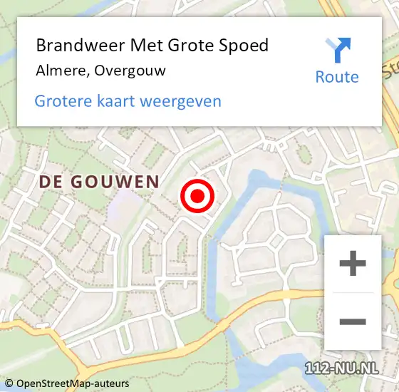 Locatie op kaart van de 112 melding: Brandweer Met Grote Spoed Naar Almere, Overgouw op 10 november 2017 16:50