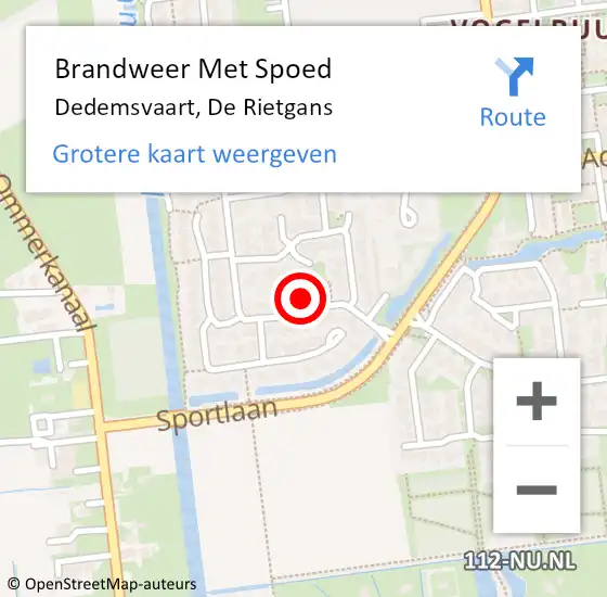 Locatie op kaart van de 112 melding: Brandweer Met Spoed Naar Dedemsvaart, De Rietgans op 10 november 2017 17:06