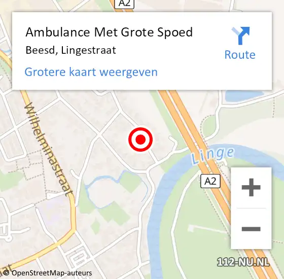 Locatie op kaart van de 112 melding: Ambulance Met Grote Spoed Naar Beesd, Lingestraat op 10 november 2017 17:34