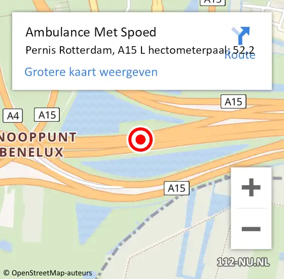 Locatie op kaart van de 112 melding: Ambulance Met Spoed Naar Pernis Rotterdam, A15 L hectometerpaal: 51,7 op 10 november 2017 17:38