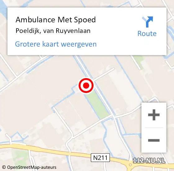 Locatie op kaart van de 112 melding: Ambulance Met Spoed Naar Poeldijk, van Ruyvenlaan op 10 november 2017 17:50