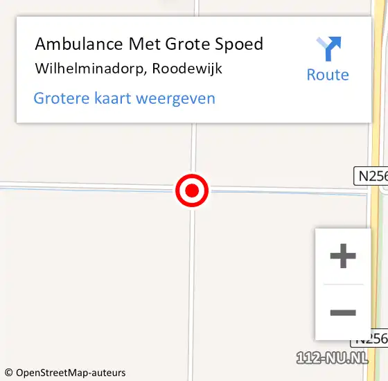 Locatie op kaart van de 112 melding: Ambulance Met Grote Spoed Naar Wilhelminadorp, Roodewijk op 10 november 2017 18:15