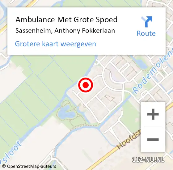 Locatie op kaart van de 112 melding: Ambulance Met Grote Spoed Naar Sassenheim, Anthony Fokkerlaan op 10 november 2017 18:20