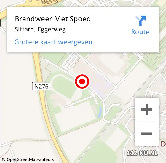 Locatie op kaart van de 112 melding: Brandweer Met Spoed Naar Sittard, Eggerweg op 10 november 2017 18:38