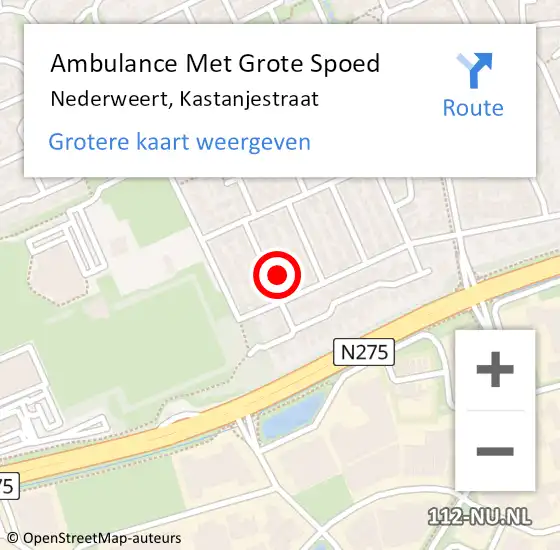 Locatie op kaart van de 112 melding: Ambulance Met Grote Spoed Naar Nederweert, Kastanjestraat op 21 september 2013 16:34