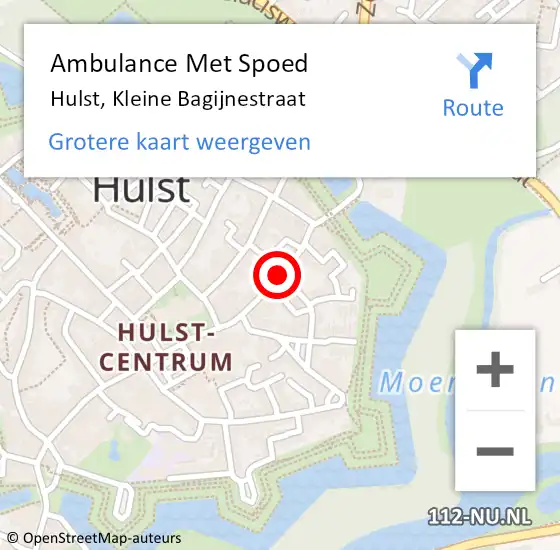 Locatie op kaart van de 112 melding: Ambulance Met Spoed Naar Hulst, Kleine Bagijnestraat op 10 november 2017 18:48