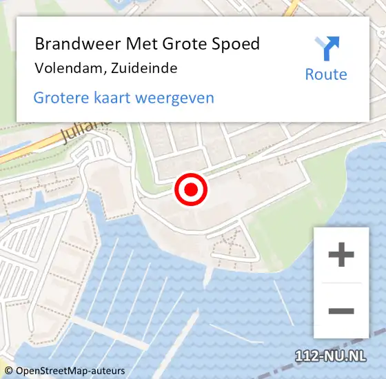 Locatie op kaart van de 112 melding: Brandweer Met Grote Spoed Naar Volendam, Zuideinde op 10 november 2017 19:21