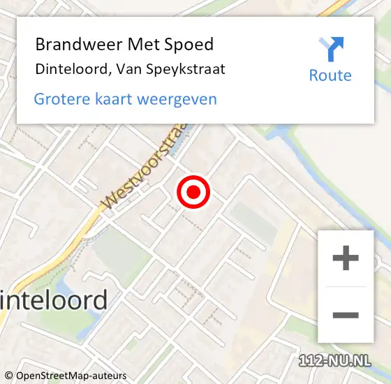 Locatie op kaart van de 112 melding: Brandweer Met Spoed Naar Dinteloord, Van Speykstraat op 21 september 2013 16:34