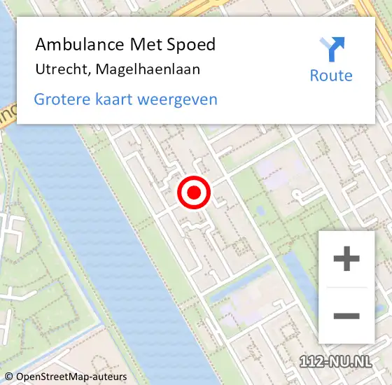 Locatie op kaart van de 112 melding: Ambulance Met Spoed Naar Utrecht, Magelhaenlaan op 6 februari 2014 16:23
