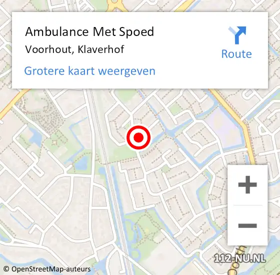 Locatie op kaart van de 112 melding: Ambulance Met Spoed Naar Voorhout, Klaverhof op 10 november 2017 22:25
