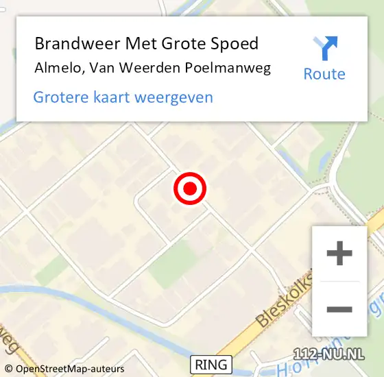 Locatie op kaart van de 112 melding: Brandweer Met Grote Spoed Naar Almelo, Van Weerden Poelmanweg op 10 november 2017 23:54