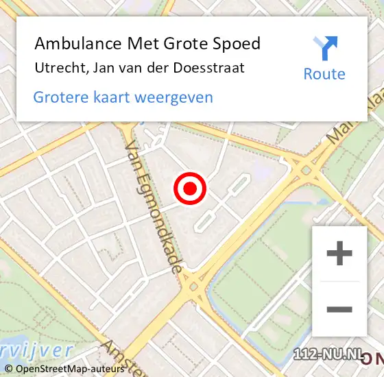 Locatie op kaart van de 112 melding: Ambulance Met Grote Spoed Naar Utrecht, Jan van der Doesstraat op 11 november 2017 00:20