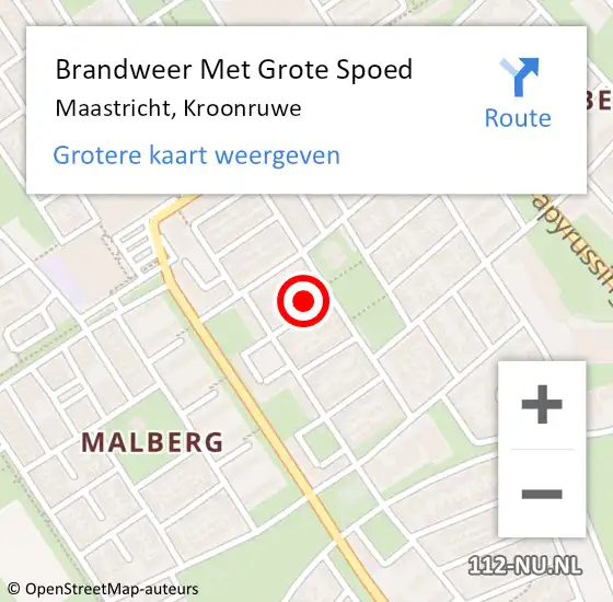 Locatie op kaart van de 112 melding: Brandweer Met Grote Spoed Naar Maastricht, Kroonruwe op 11 november 2017 01:28