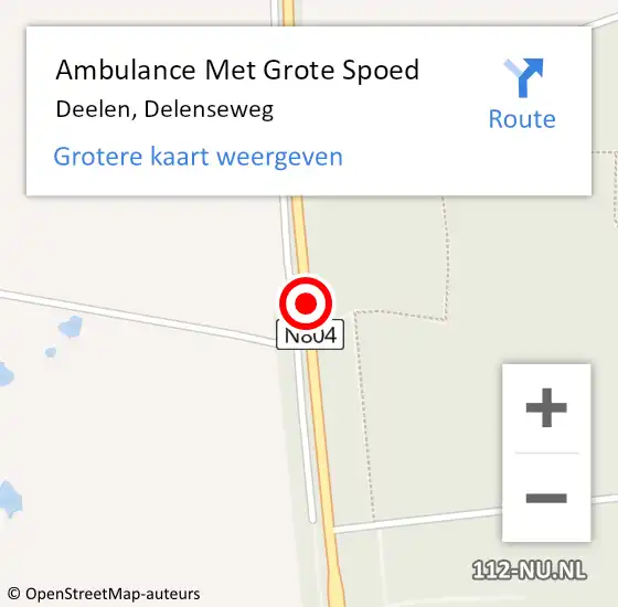 Locatie op kaart van de 112 melding: Ambulance Met Grote Spoed Naar Deelen, Delenseweg op 11 november 2017 01:28