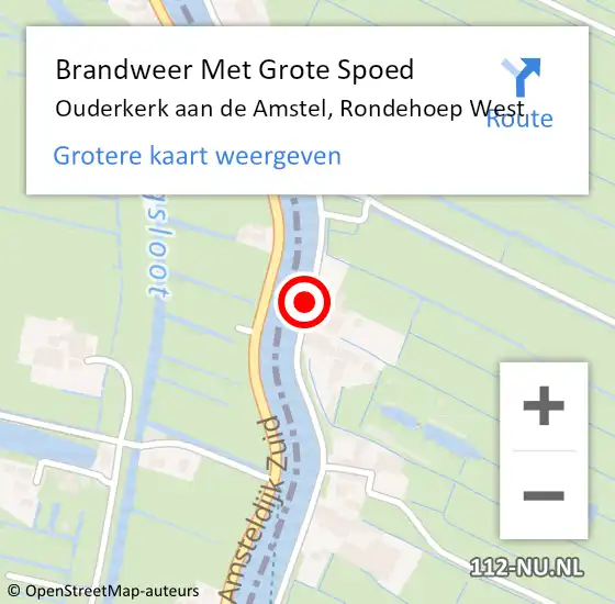 Locatie op kaart van de 112 melding: Brandweer Met Grote Spoed Naar Ouderkerk aan de Amstel, Rondehoep West op 11 november 2017 03:57