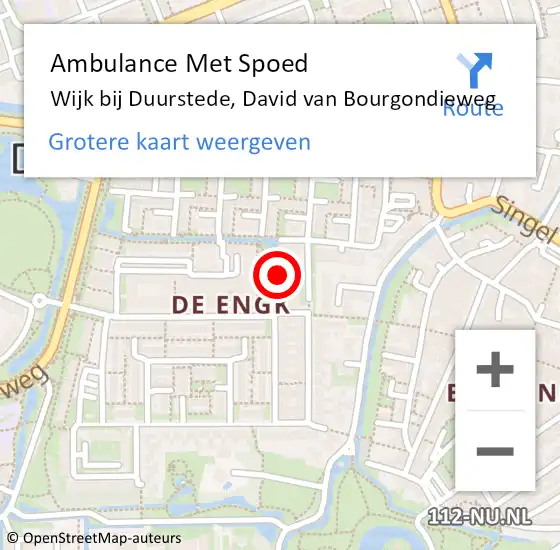 Locatie op kaart van de 112 melding: Ambulance Met Spoed Naar Wijk bij Duurstede, David van Bourgondieweg op 11 november 2017 05:30