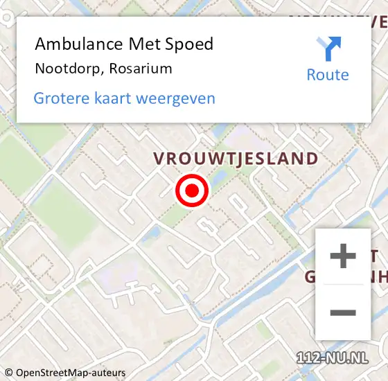 Locatie op kaart van de 112 melding: Ambulance Met Spoed Naar Nootdorp, Rosarium op 11 november 2017 05:44