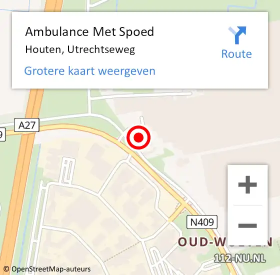 Locatie op kaart van de 112 melding: Ambulance Met Spoed Naar Houten, Utrechtseweg op 11 november 2017 06:43