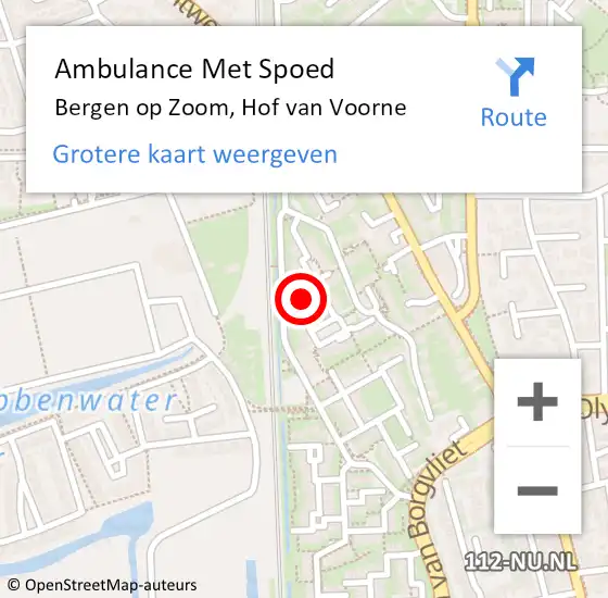 Locatie op kaart van de 112 melding: Ambulance Met Spoed Naar Bergen op Zoom, Hof van Voorne op 11 november 2017 07:15