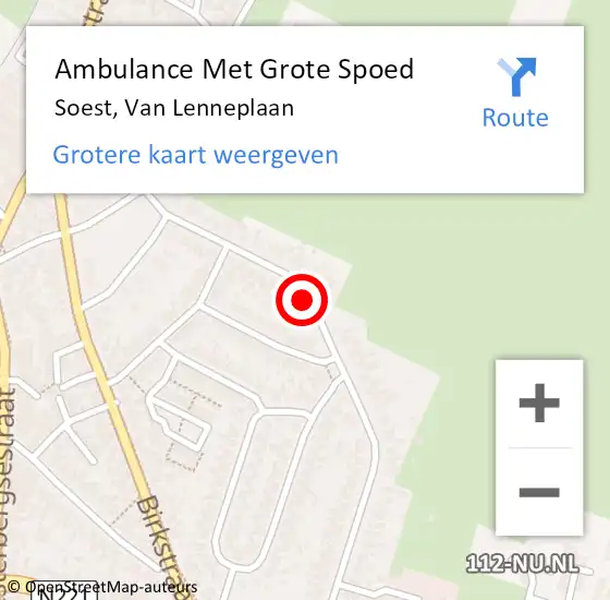 Locatie op kaart van de 112 melding: Ambulance Met Grote Spoed Naar Soest, Van Lenneplaan op 11 november 2017 08:14