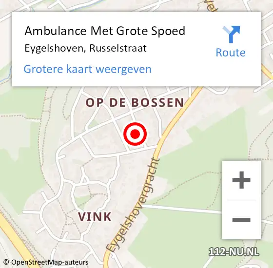 Locatie op kaart van de 112 melding: Ambulance Met Grote Spoed Naar Eygelshoven, Russelstraat op 6 februari 2014 17:08