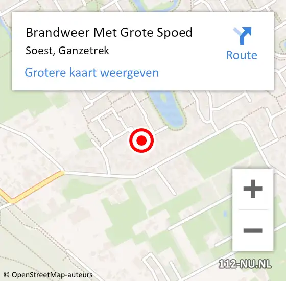 Locatie op kaart van de 112 melding: Brandweer Met Grote Spoed Naar Soest, Ganzetrek op 11 november 2017 09:53