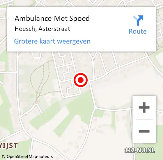 Locatie op kaart van de 112 melding: Ambulance Met Spoed Naar Heesch, Asterstraat op 11 november 2017 09:56