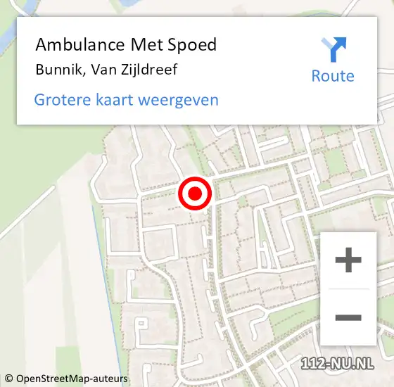 Locatie op kaart van de 112 melding: Ambulance Met Spoed Naar Bunnik, Van Zijldreef op 11 november 2017 10:38