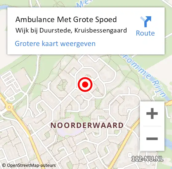 Locatie op kaart van de 112 melding: Ambulance Met Grote Spoed Naar Wijk bij Duurstede, Kruisbessengaard op 11 november 2017 11:06