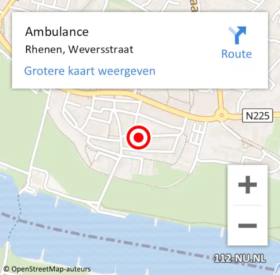 Locatie op kaart van de 112 melding: Ambulance Rhenen, Weversstraat op 11 november 2017 12:07