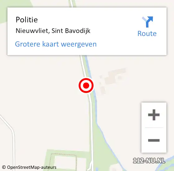 Locatie op kaart van de 112 melding: Politie Nieuwvliet, Sint Bavodijk op 11 november 2017 13:01
