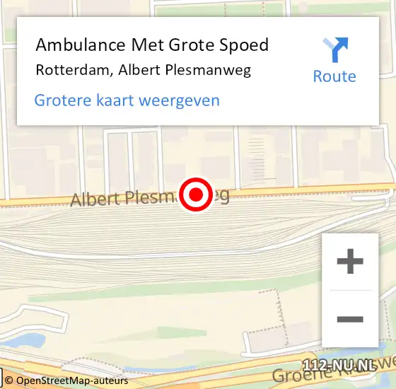 Locatie op kaart van de 112 melding: Ambulance Met Grote Spoed Naar Rotterdam, Albert Plesmanweg op 11 november 2017 13:46