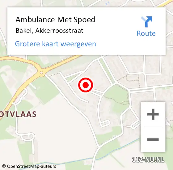 Locatie op kaart van de 112 melding: Ambulance Met Spoed Naar Bakel, Akkerroosstraat op 11 november 2017 15:24