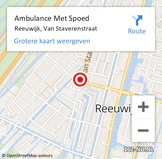 Locatie op kaart van de 112 melding: Ambulance Met Spoed Naar Reeuwijk, Van Staverenstraat op 11 november 2017 16:17
