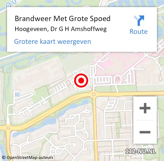 Locatie op kaart van de 112 melding: Brandweer Met Grote Spoed Naar Hoogeveen, Dr G H Amshoffweg op 11 november 2017 16:18