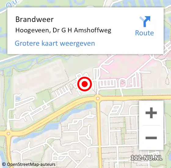 Locatie op kaart van de 112 melding: Brandweer Hoogeveen, Dr G H Amshoffweg op 11 november 2017 16:19