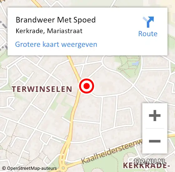 Locatie op kaart van de 112 melding: Brandweer Met Spoed Naar Kerkrade, Mariastraat op 11 november 2017 16:31