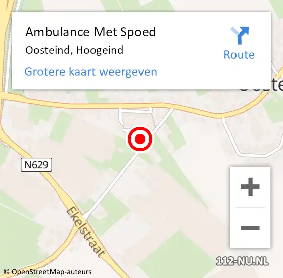 Locatie op kaart van de 112 melding: Ambulance Met Spoed Naar Oosteind, Hoogeind op 11 november 2017 17:28