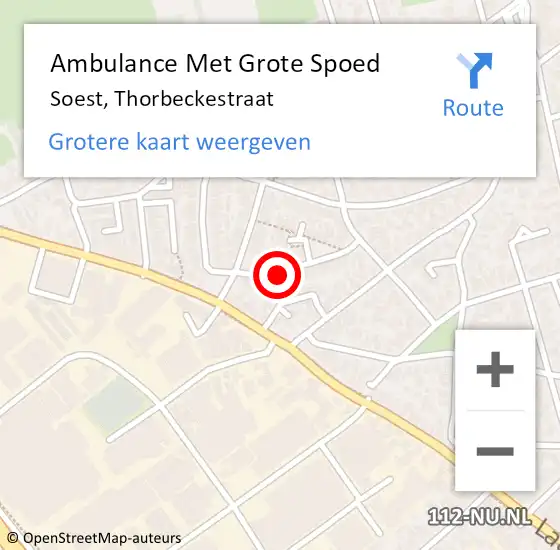 Locatie op kaart van de 112 melding: Ambulance Met Grote Spoed Naar Soest, Thorbeckestraat op 11 november 2017 18:06