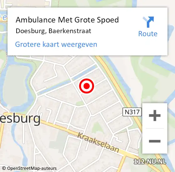 Locatie op kaart van de 112 melding: Ambulance Met Grote Spoed Naar Doesburg, Baerkenstraat op 11 november 2017 18:09