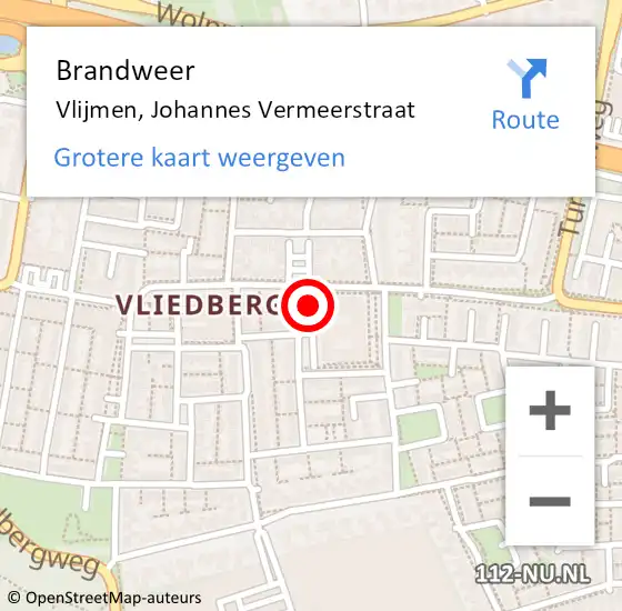 Locatie op kaart van de 112 melding: Brandweer Vlijmen, Johannes Vermeerstraat op 6 februari 2014 17:50