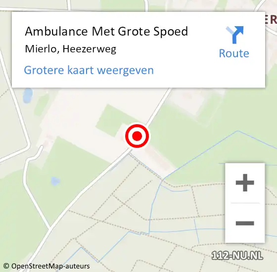 Locatie op kaart van de 112 melding: Ambulance Met Grote Spoed Naar Mierlo, Heezerweg op 11 november 2017 18:52