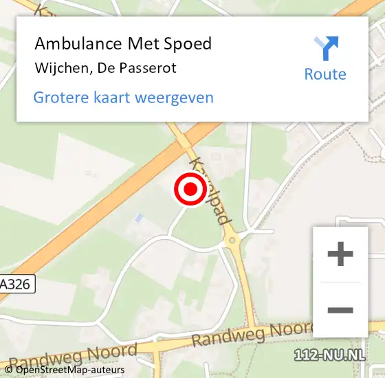 Locatie op kaart van de 112 melding: Ambulance Met Spoed Naar Wijchen, De Passerot op 11 november 2017 19:24