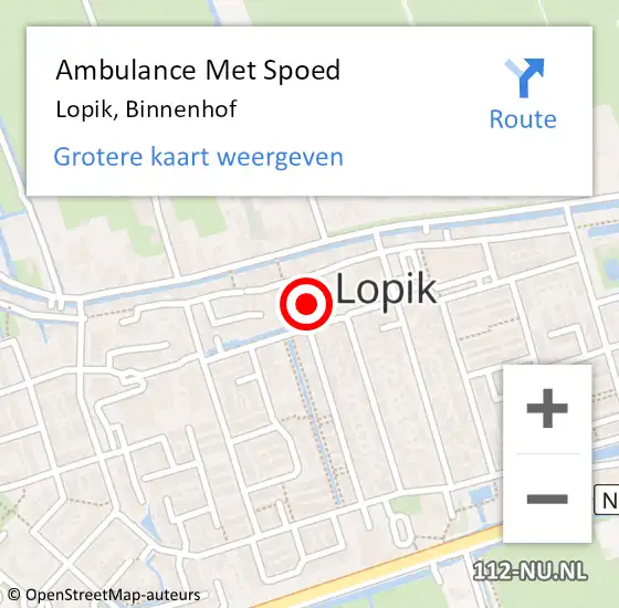 Locatie op kaart van de 112 melding: Ambulance Met Spoed Naar Lopik, Binnenhof op 11 november 2017 19:24