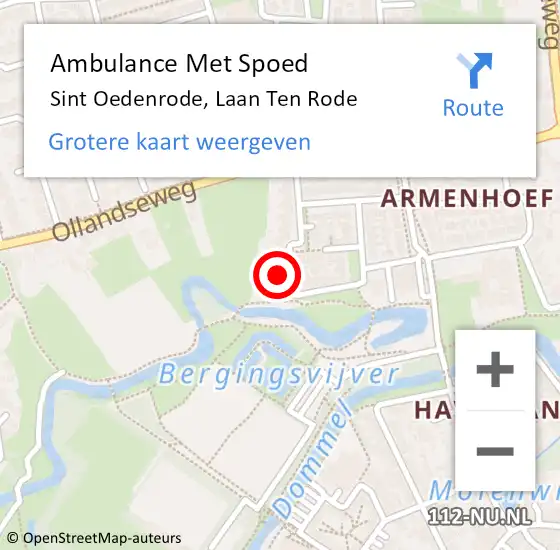 Locatie op kaart van de 112 melding: Ambulance Met Spoed Naar Sint Oedenrode, Laan Ten Rode op 11 november 2017 19:30