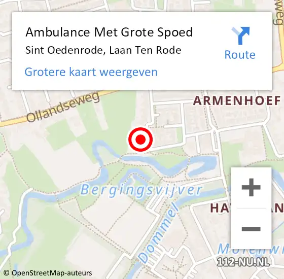 Locatie op kaart van de 112 melding: Ambulance Met Grote Spoed Naar Sint Oedenrode, Laan Ten Rode op 11 november 2017 19:34